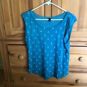 J Crew turquoise “anchors” tank top